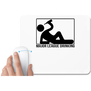                       UDNAG White Mousepad 'Drinking | MAJOR LEAGUE DRINKING' for Computer / PC / Laptop [230 x 200 x 5mm]                                              