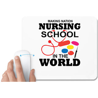                       UDNAG White Mousepad 'Nurse | Making Nation nursing school' for Computer / PC / Laptop [230 x 200 x 5mm]                                              