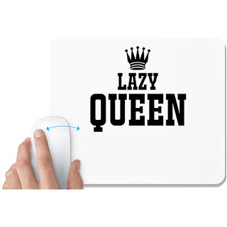                       UDNAG White Mousepad 'Queen | LAZY QUEEN' for Computer / PC / Laptop [230 x 200 x 5mm]                                              
