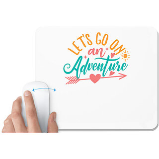                       UDNAG White Mousepad 'Adventure | let's go on an adventure' for Computer / PC / Laptop [230 x 200 x 5mm]                                              