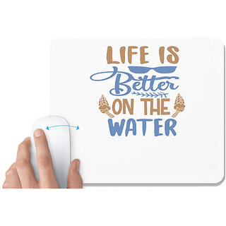                       UDNAG White Mousepad 'Water | Life is better on the' for Computer / PC / Laptop [230 x 200 x 5mm]                                              