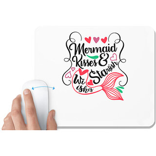                       UDNAG White Mousepad 'Mermaid | Mermaid Kisses & Starfish Wishes' for Computer / PC / Laptop [230 x 200 x 5mm]                                              