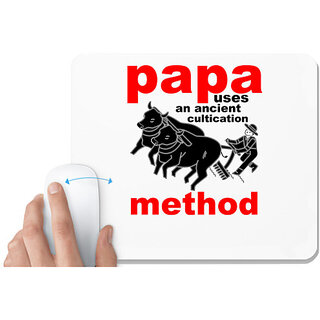                       UDNAG White Mousepad 'Father | PAPA USES an ancient' for Computer / PC / Laptop [230 x 200 x 5mm]                                              