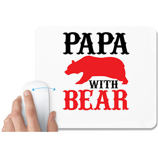                       UDNAG White Mousepad 'Father | PAPA WITH BEAR_' for Computer / PC / Laptop [230 x 200 x 5mm]                                              