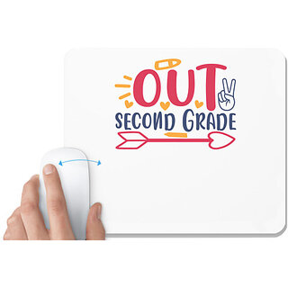                       UDNAG White Mousepad 'School | peace out second grade' for Computer / PC / Laptop [230 x 200 x 5mm]                                              