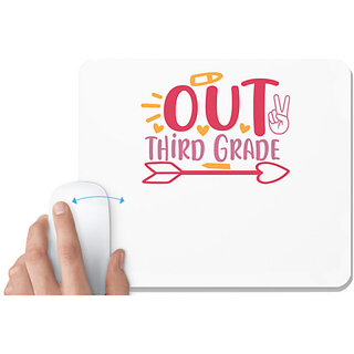                       UDNAG White Mousepad 'School | peace out third grade' for Computer / PC / Laptop [230 x 200 x 5mm]                                              