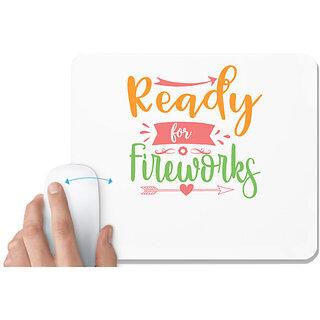                       UDNAG White Mousepad 'Fireworks | ready for fireworks' for Computer / PC / Laptop [230 x 200 x 5mm]                                              