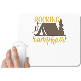                       UDNAG White Mousepad 'Adventure | Rocking the camphair 2' for Computer / PC / Laptop [230 x 200 x 5mm]                                              