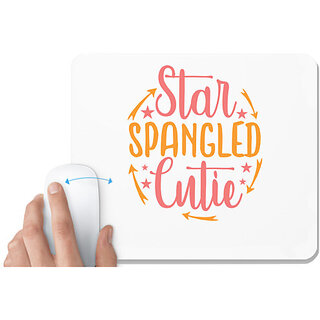                       UDNAG White Mousepad 'Cutie | star spangled cutie' for Computer / PC / Laptop [230 x 200 x 5mm]                                              