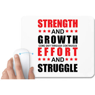                      UDNAG White Mousepad 'Struggle | Strength and Growth' for Computer / PC / Laptop [230 x 200 x 5mm]                                              