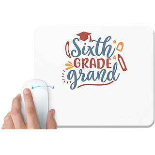                       UDNAG White Mousepad 'School | sixth grade grand' for Computer / PC / Laptop [230 x 200 x 5mm]                                              
