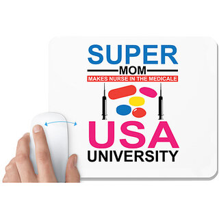                       UDNAG White Mousepad 'Mother | Super Mom Makes Nurse in the' for Computer / PC / Laptop [230 x 200 x 5mm]                                              