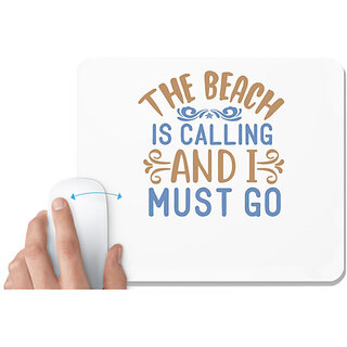                       UDNAG White Mousepad 'Summer | The beach is calling' for Computer / PC / Laptop [230 x 200 x 5mm]                                              