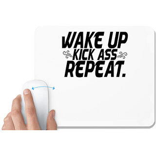                       UDNAG White Mousepad 'Wakeup | wake up kick ass repeat' for Computer / PC / Laptop [230 x 200 x 5mm]                                              
