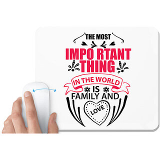                       UDNAG White Mousepad 'Family | THE MOST IMPORTANT' for Computer / PC / Laptop [230 x 200 x 5mm]                                              