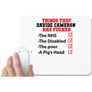                       UDNAG White Mousepad '| Things That davide cameron' for Computer / PC / Laptop [230 x 200 x 5mm]                                              