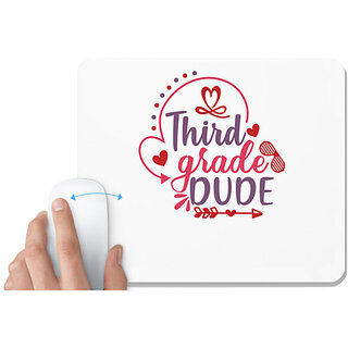                       UDNAG White Mousepad 'School | third grade dude' for Computer / PC / Laptop [230 x 200 x 5mm]                                              