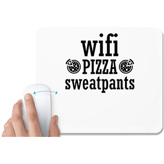                       UDNAG White Mousepad 'Pizza, wifi | wifi pizza' for Computer / PC / Laptop [230 x 200 x 5mm]                                              