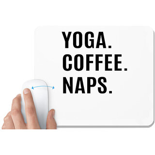                       UDNAG White Mousepad 'Yoga | yoga coffee' for Computer / PC / Laptop [230 x 200 x 5mm]                                              