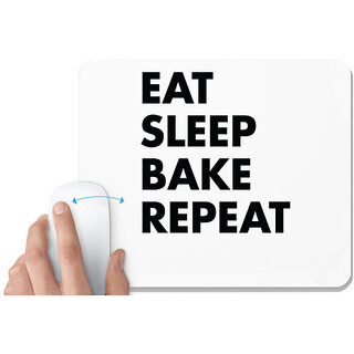                       UDNAG White Mousepad 'Life Cycle | eat sleep bake repeat' for Computer / PC / Laptop [230 x 200 x 5mm]                                              