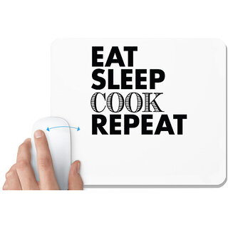                       UDNAG White Mousepad 'Cook | eat sleep cook repeat 2' for Computer / PC / Laptop [230 x 200 x 5mm]                                              