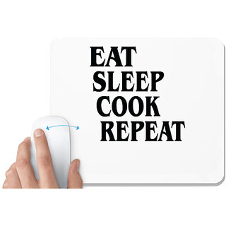                       UDNAG White Mousepad 'Cook | eat sleep cook repeat' for Computer / PC / Laptop [230 x 200 x 5mm]                                              