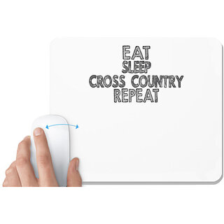                       UDNAG White Mousepad 'Cross Country | eat sleep croos country' for Computer / PC / Laptop [230 x 200 x 5mm]                                              