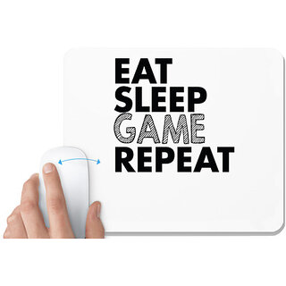                       UDNAG White Mousepad 'Game | eat sleep game repeat' for Computer / PC / Laptop [230 x 200 x 5mm]                                              
