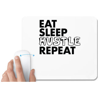                       UDNAG White Mousepad 'Hustle | eat sleep hustle repeat 2' for Computer / PC / Laptop [230 x 200 x 5mm]                                              