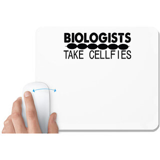                       UDNAG White Mousepad 'Bilologist | boilogists take sallfies' for Computer / PC / Laptop [230 x 200 x 5mm]                                              