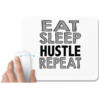                       UDNAG White Mousepad 'Hustle | eat sleep hustle repeat' for Computer / PC / Laptop [230 x 200 x 5mm]                                              