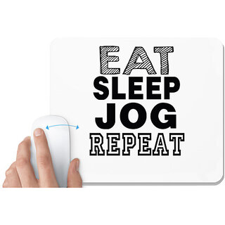                       UDNAG White Mousepad 'Jog | eat sleep jog repeat 2' for Computer / PC / Laptop [230 x 200 x 5mm]                                              