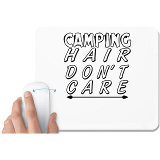                       UDNAG White Mousepad 'Camping | camping hair do not care' for Computer / PC / Laptop [230 x 200 x 5mm]                                              