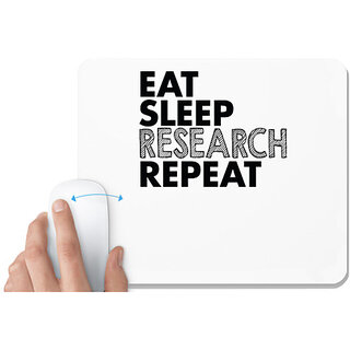                       UDNAG White Mousepad 'Research | eat sleep research repeat' for Computer / PC / Laptop [230 x 200 x 5mm]                                              