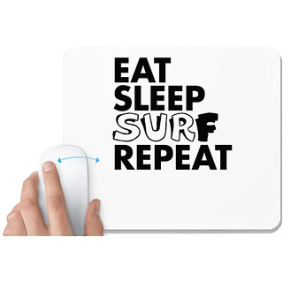                       UDNAG White Mousepad 'Surf | eat sleep surf repeat 2' for Computer / PC / Laptop [230 x 200 x 5mm]                                              
