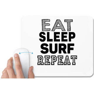                       UDNAG White Mousepad 'Surf | eat sleep surf repeat' for Computer / PC / Laptop [230 x 200 x 5mm]                                              