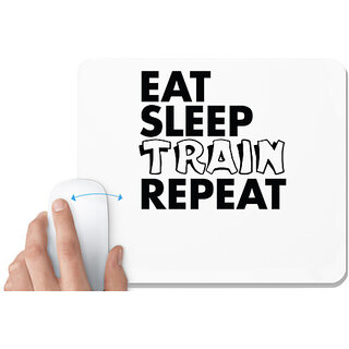                       UDNAG White Mousepad 'Train, gym | eat sleep train repeat 2' for Computer / PC / Laptop [230 x 200 x 5mm]                                              