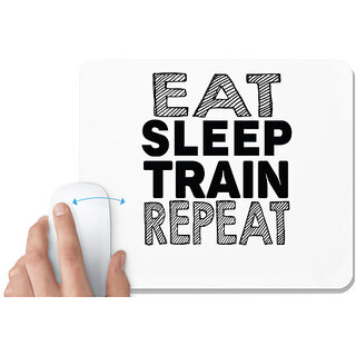                       UDNAG White Mousepad 'Train, gym | eat sleep train repeat' for Computer / PC / Laptop [230 x 200 x 5mm]                                              