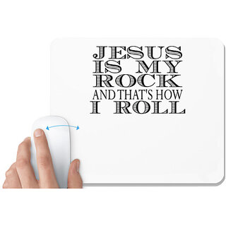                       UDNAG White Mousepad 'my rock and thats how I roll' for Computer / PC / Laptop [230 x 200 x 5mm]                                              