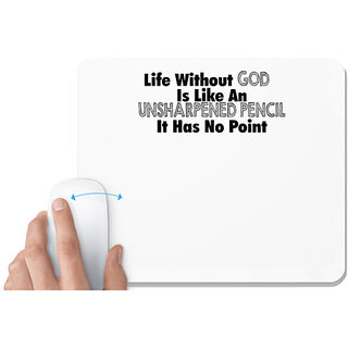                       UDNAG White Mousepad '| life without is like an unsharped Pencil' for Computer / PC / Laptop [230 x 200 x 5mm]                                              