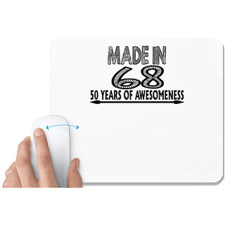                       UDNAG White Mousepad 'Awesomeness | made in 68' for Computer / PC / Laptop [230 x 200 x 5mm]                                              
