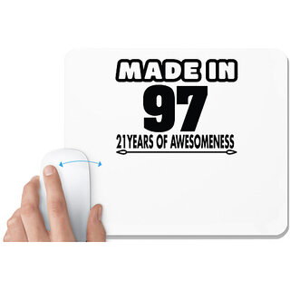                       UDNAG White Mousepad 'Awesomeness | made in 98' for Computer / PC / Laptop [230 x 200 x 5mm]                                              
