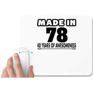                       UDNAG White Mousepad 'Awesomeness | made in78' for Computer / PC / Laptop [230 x 200 x 5mm]                                              