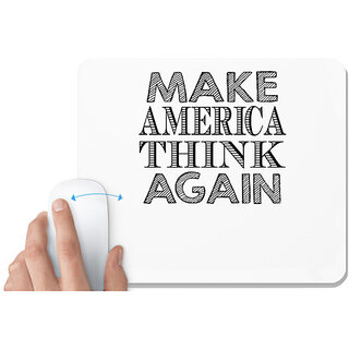                       UDNAG White Mousepad 'USA | make america think again' for Computer / PC / Laptop [230 x 200 x 5mm]                                              