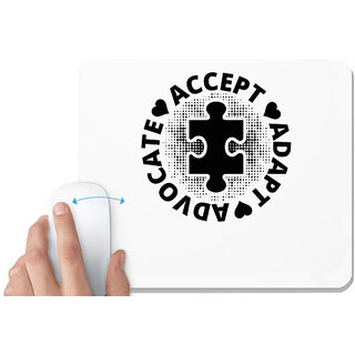                       UDNAG White Mousepad 'Accept Advocate Adapt | Accept' for Computer / PC / Laptop [230 x 200 x 5mm]                                              