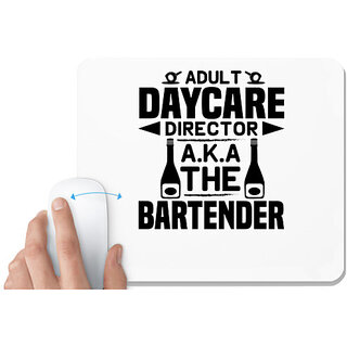                       UDNAG White Mousepad 'Bartender | 1 Adult' for Computer / PC / Laptop [230 x 200 x 5mm]                                              