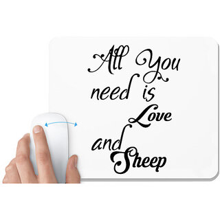                       UDNAG White Mousepad 'Love Sheep | all you need is love and sheep' for Computer / PC / Laptop [230 x 200 x 5mm]                                              