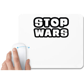                       UDNAG White Mousepad 'Wars | stop wars' for Computer / PC / Laptop [230 x 200 x 5mm]                                              