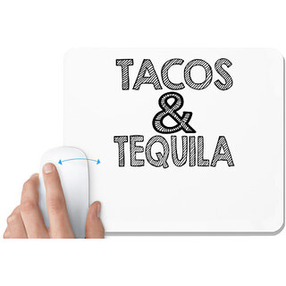                       UDNAG White Mousepad 'Tequila | tacos & tequila' for Computer / PC / Laptop [230 x 200 x 5mm]                                              