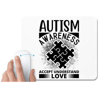                       UDNAG White Mousepad 'Autism | Autism awareness' for Computer / PC / Laptop [230 x 200 x 5mm]                                              